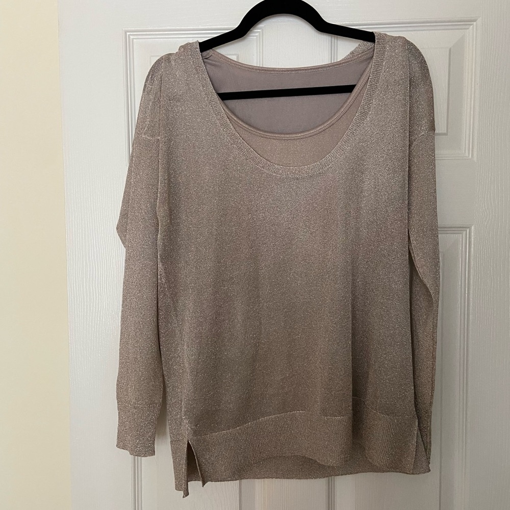 Shimmer sheer lightweight sweater with tank top insert